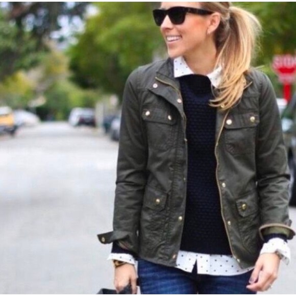 J.Crew Downtown Field Utility Jacket XS Olive Military Safari 100% cotton - Picture 9 of 11